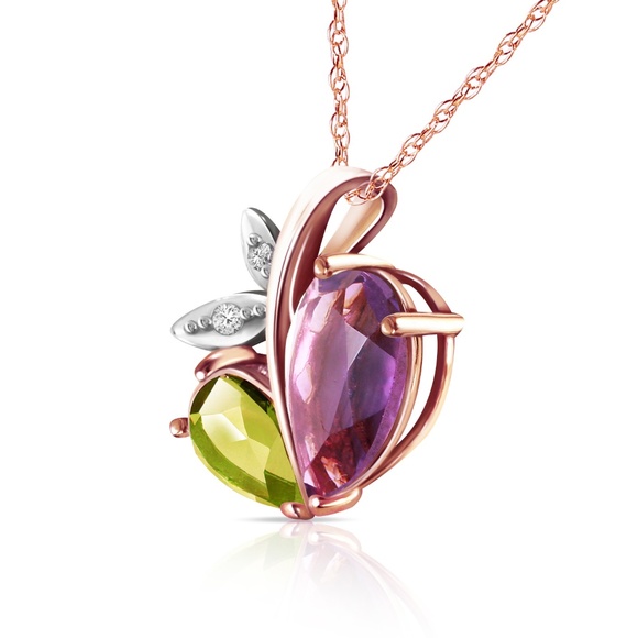 Galaxy Gold Products Jewelry - HEART NECKLACE COMBINATION OF AMETHYST, PERIDOT &